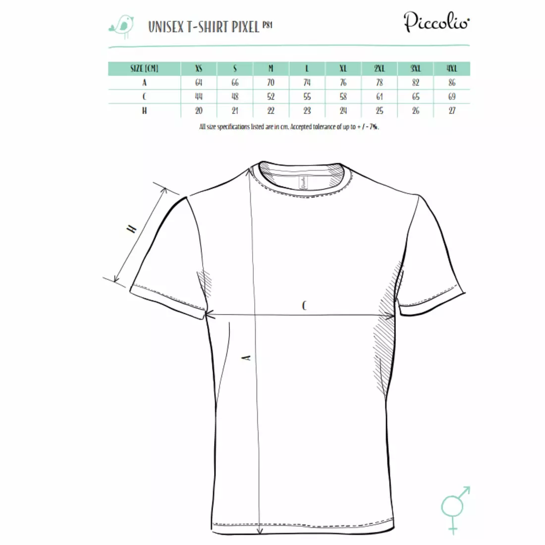 PICCOLIO PIXEL Sportovní tričko T-shirt, krátký rukáv, pánské, bílá, 100 % polyester P810012