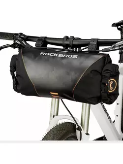 Rockbros Bikepacking Cyklistická taška na Řídítka, Svinovací Cyklistická Roura, Černá 30990009001