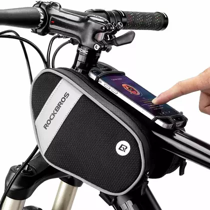 Rockbros Dvoukomorová cyklistická taška na horní trubku s držákem na telefon, černá 30120047001