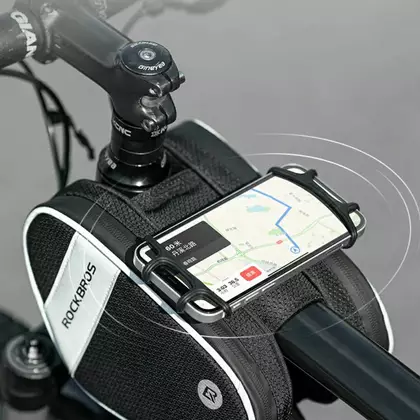 Rockbros Dvoukomorová cyklistická taška na horní trubku s držákem na telefon, černá 30120047001