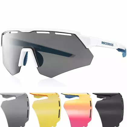 Rockbros sportovní brýle s polarizací, 4 vyměnitelné čočky, korekce, bílé 14210006001