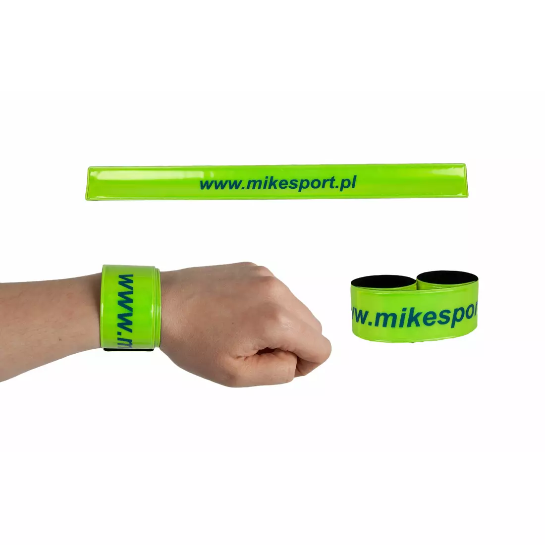 Mikesport - reflexní páska na ruku. logo - fluor