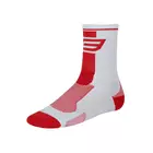 FORCE LONG bílé a červené sportovní ponožky