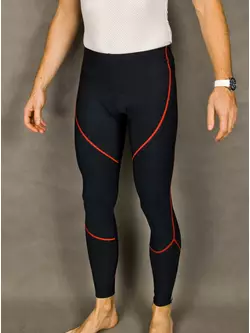 Zateplené cyklistické kalhoty MikeSPORT GEXO s vložkou COMP HP bez podvazků, černé a červené švy