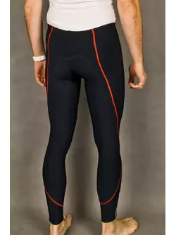 Zateplené cyklistické kalhoty MikeSPORT GEXO s vložkou COMP HP bez podvazků, černé a červené švy