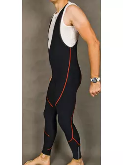 Zateplené cyklistické kalhoty MikeSPORT GEXO s vložkou COMP HP, bryndáčky, černé a červené švy