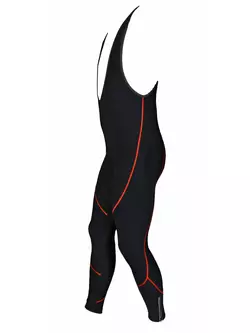 Zateplené cyklistické kalhoty MikeSPORT GEXO s vložkou COMP HP, bryndáčky, černé a červené švy