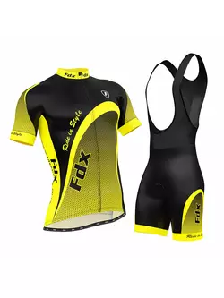 FDX 1010 letní cyklistický set dres + náprsní šortky černo-žluté