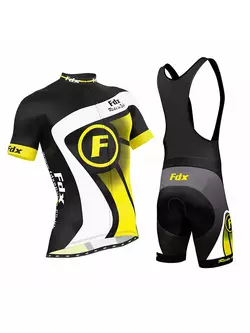 FDX 1020 letní cyklistický set dres + náprsní šortky černo-žluté