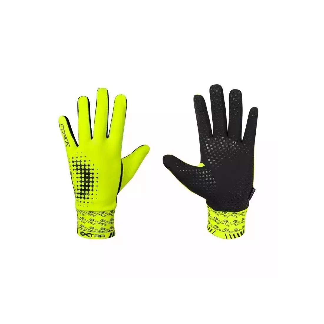 FORCE EXTRA cyklistické rukavice - izolovaná lycra - žlutý fluor
