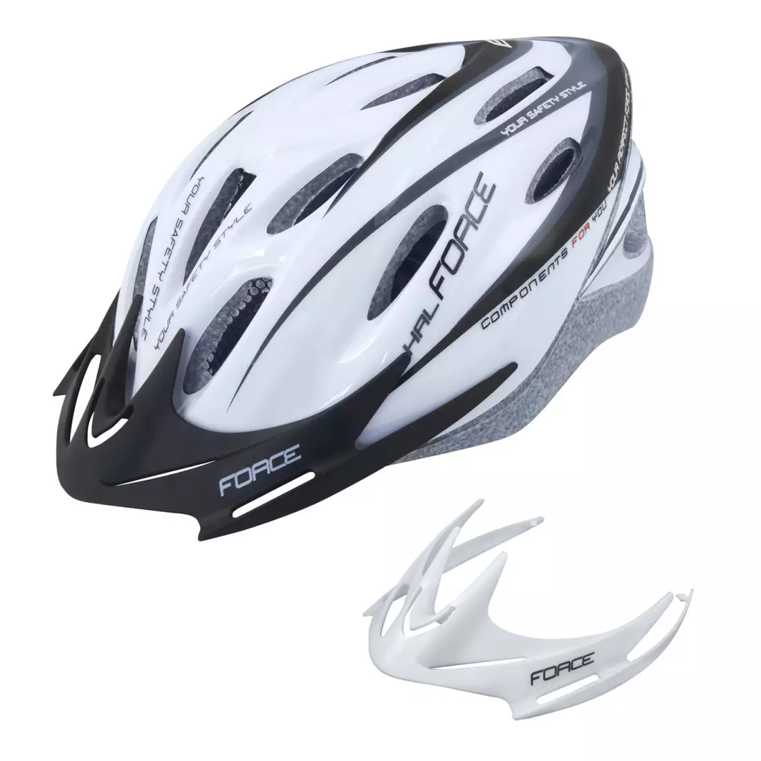 FORCE HAL cyklistická helma bílý a černý
