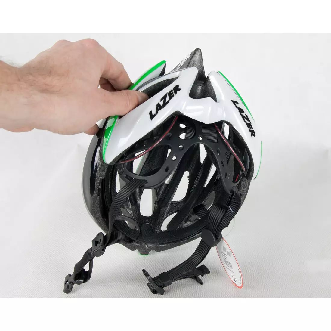 Silniční cyklistická helma LAZER O2 zelená a bílá